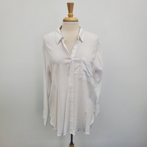 Torrid Womens Rayon Slub Drop Shoulder Button Front Shirt Size 00 M/L White NWT - Picture 1 of 16